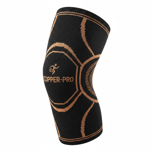 Black copper fiber compression knee sleeve for sports