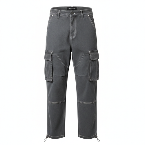 2025 new loose fit straight-leg cargo workwear pants in gray