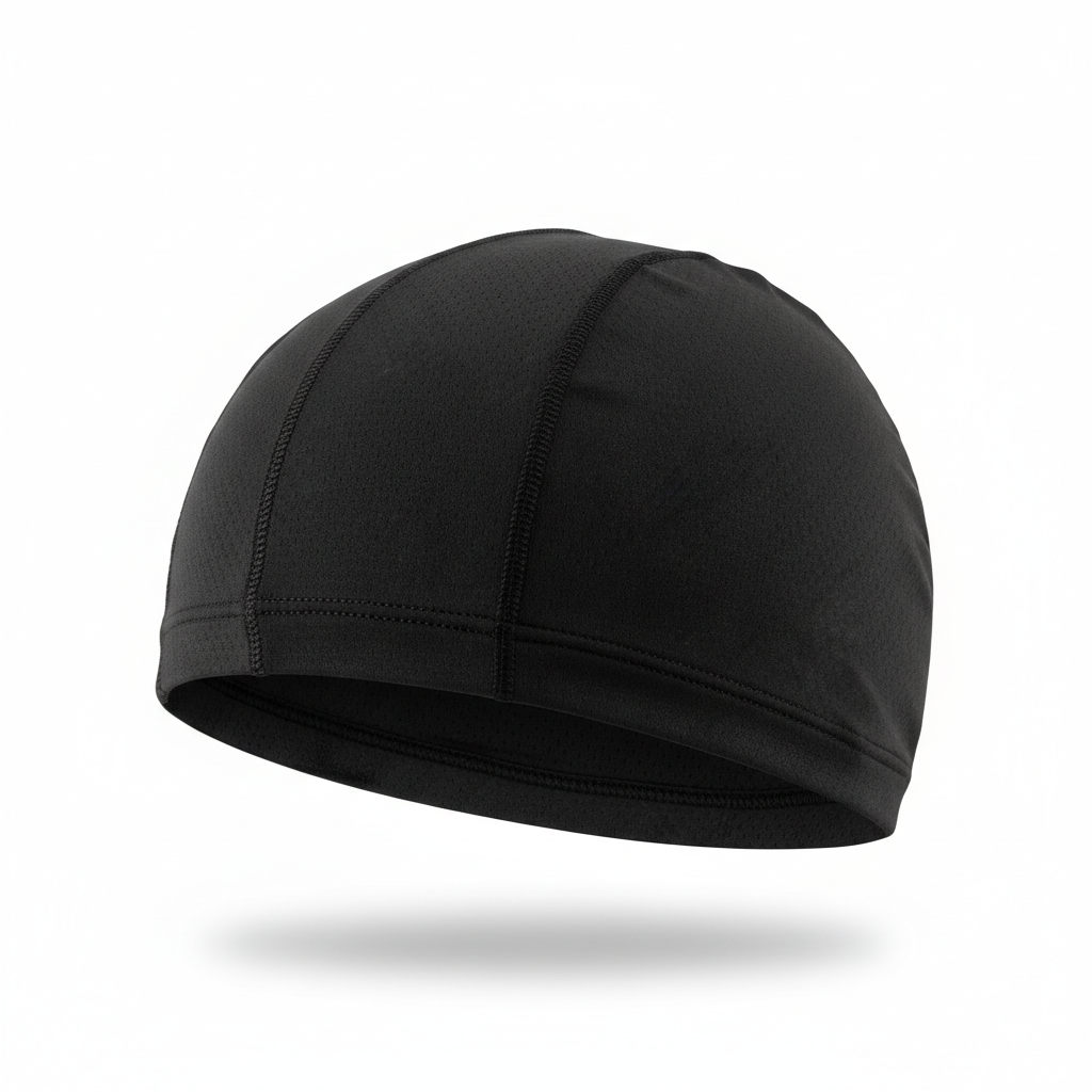 Black lightweight breathable summer cycling skull cap