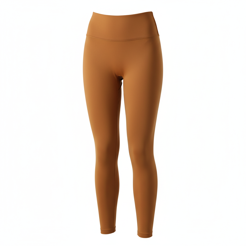 Women's high-waist peach lift yoga leggings in caramel brown